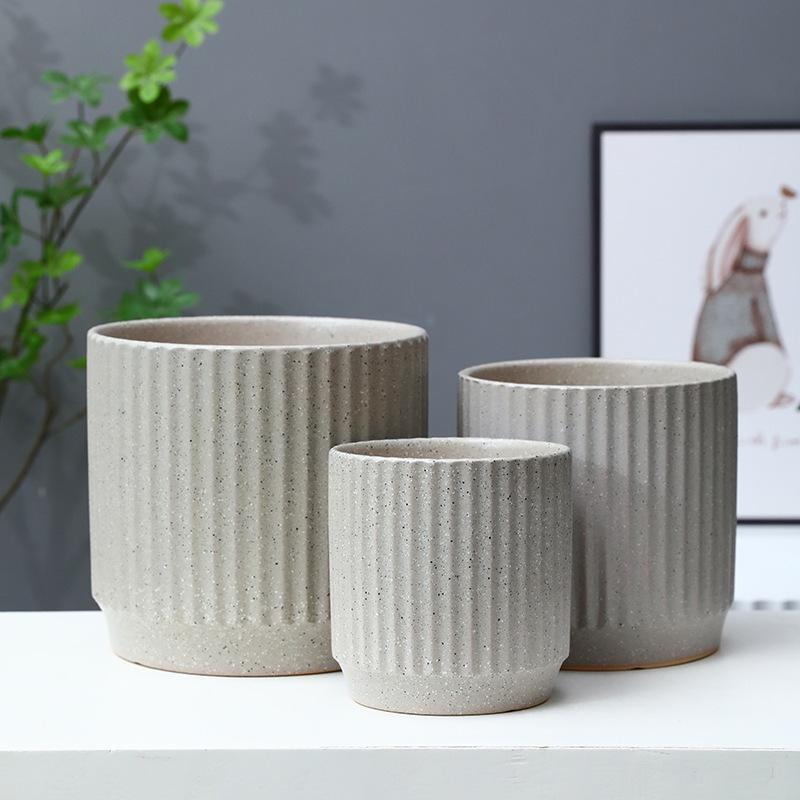 Large White Nordic Ceramic Pot - Tiger-Patterned Luxury Orchid Vase