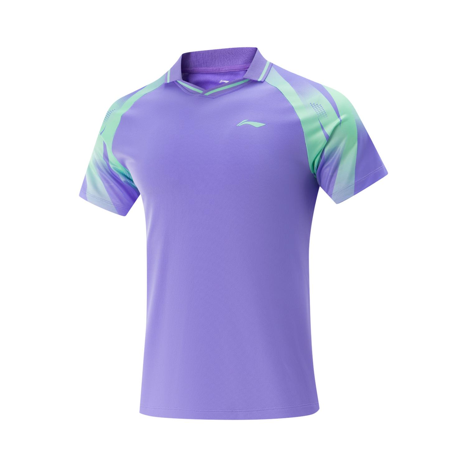 Li-Ning Unisex Rookie Series Table Tennis Quick-Dry T-Shirt Fluorescent Star Purple AAYV117-3 M