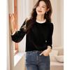 Elegant Velvet Long Sleeve Blouse with Lace Trim