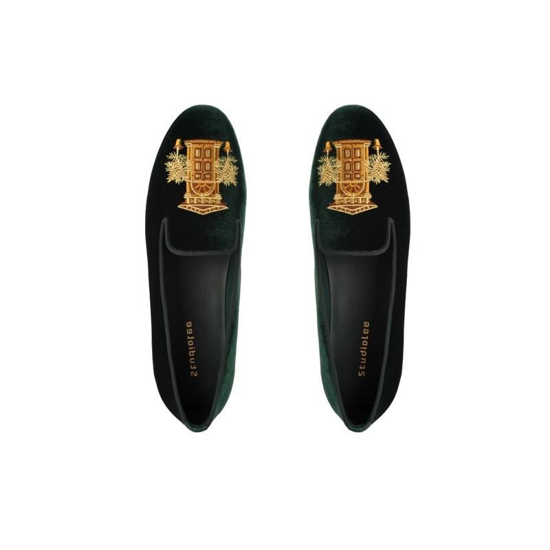 Sheepskin version of grape mother, the same French pattern embroidery, one-pedal velvet ballet shoes, women's lazy flat-bottomed small leather shoes