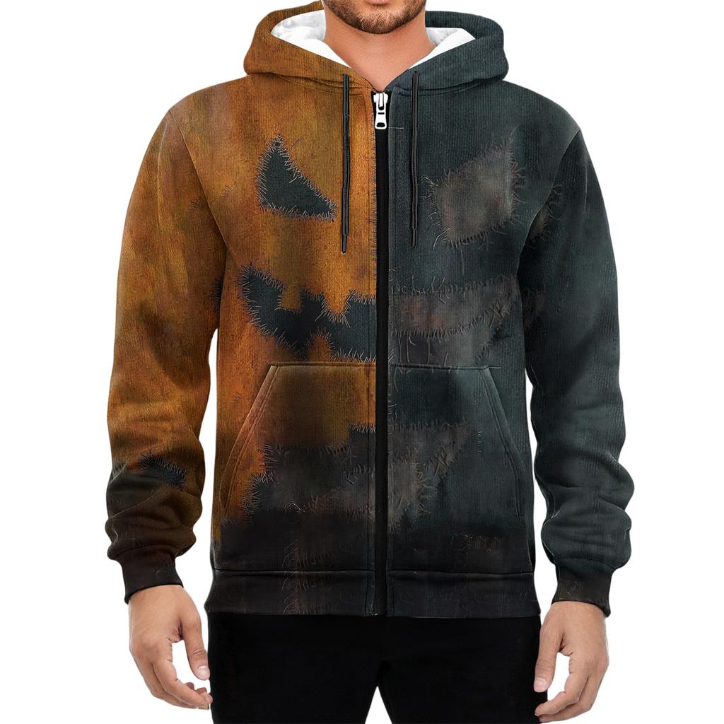 Men's Casual Long-Sleeved Zippered Hooded Sweatshirt Jacket