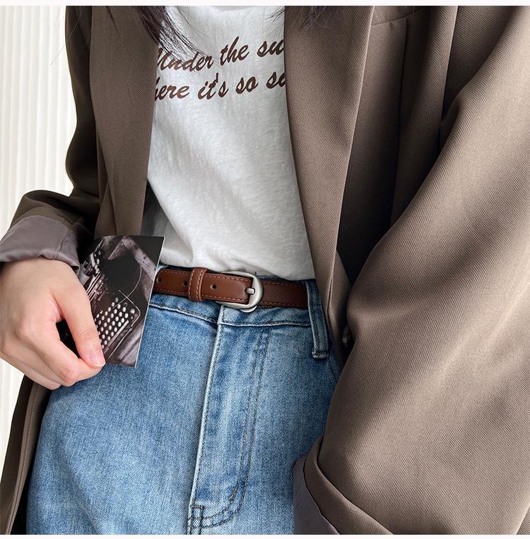 Hong Kong Retro Leather Belt for Women 2025: Genuine Leather, High-End, Versatile for Jeans, Stylish Waist Accessory
