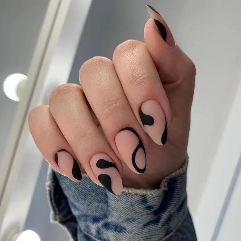 

European & American Detachable Wearable Almond Fake Nails - Nail Tips, Finished Products Glue Type JP2756