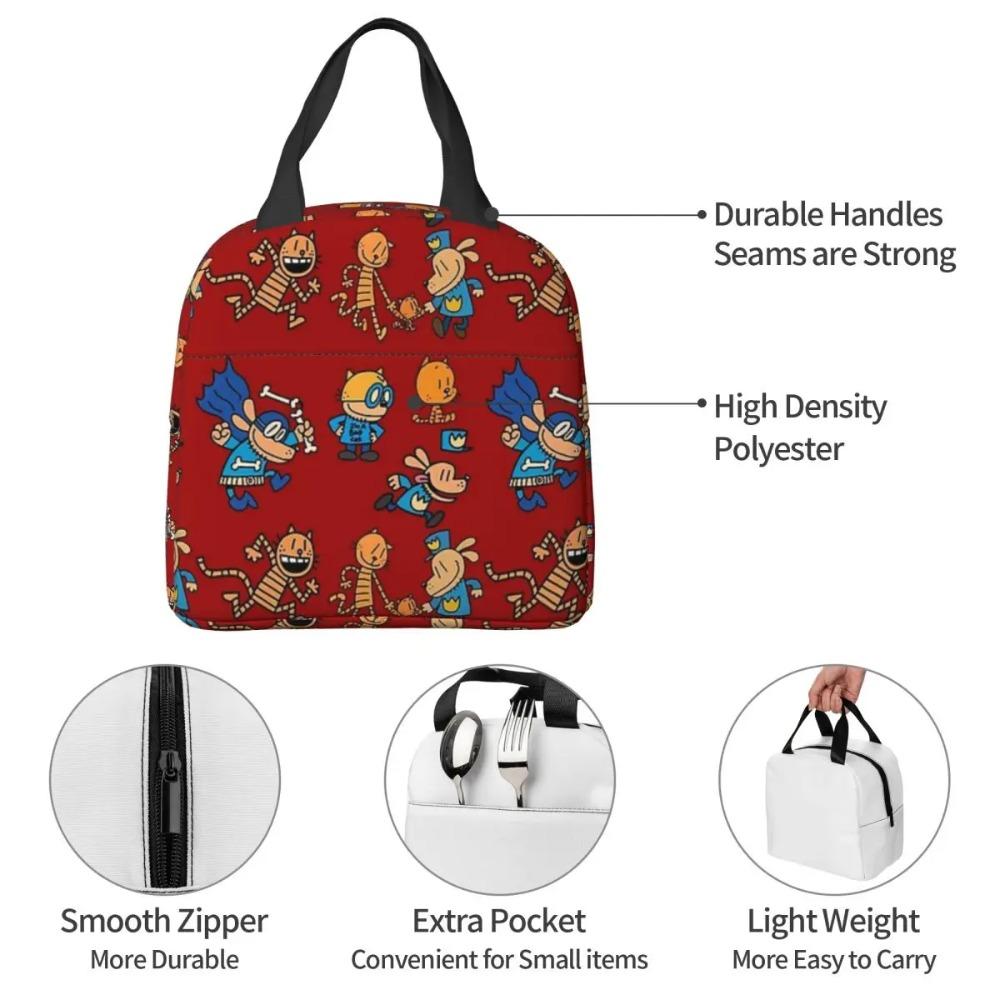 Dog Man, Petey, Lil Petey Combo Set Pack Insulated Lunch Bag for Kids School Cooler Thermal Food Box Tote Portable Lunch Boxes