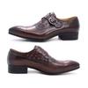 Mode Luxe Homme Cuir Chaussures Formelles Classique Imprimé Autruche Brogue Bout Capuchon Boucle Réglable Bureau Fête Robe de Mariage Chaussures Noires