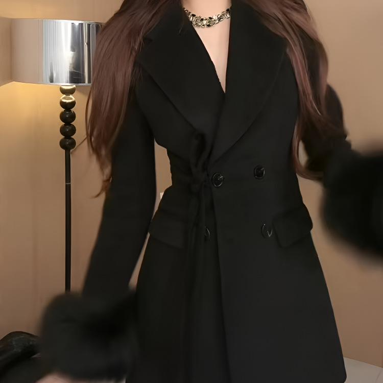 2025 Elegant Autumn/Winter Thickened Woolen Coat - Little Fragrance Style for Socialites