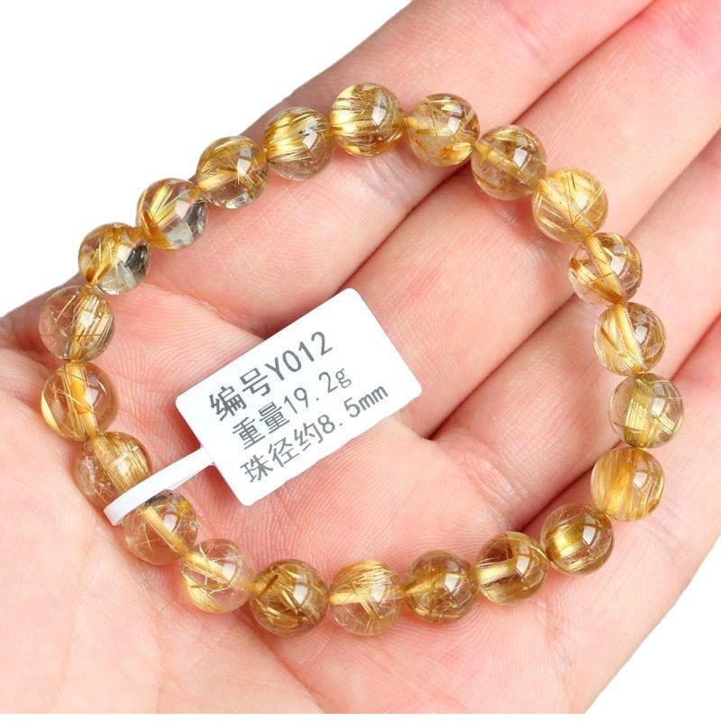 Unisex Armband aus brasilianischem Rutilquarz: Glatter Katzenaugen-Gelb-Titan-Kristall, Perfekt für Paare