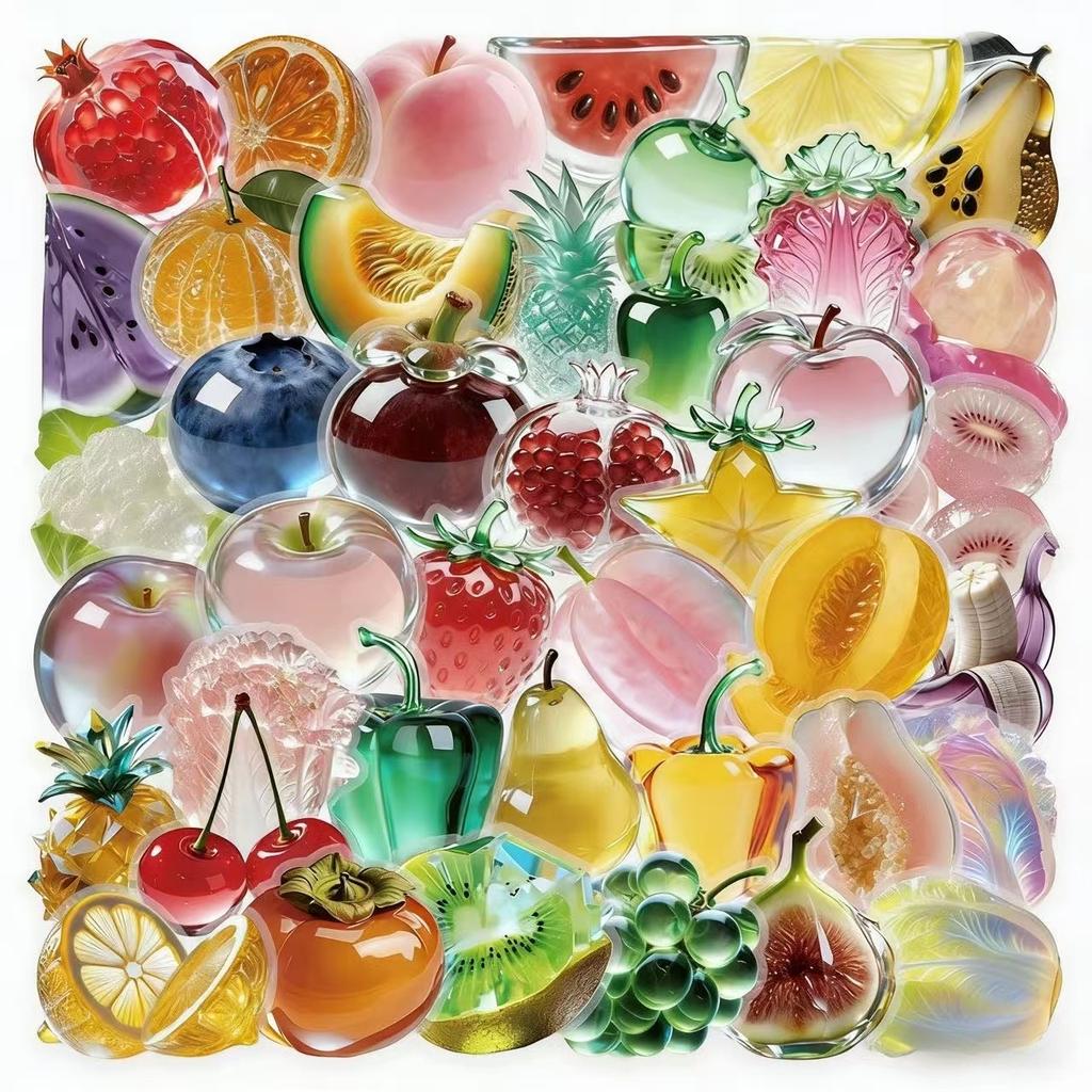 Crystal Glass Fruit Sticker Pack Colourful Decorative Stickers Assorted Fruit Designs Glossy Finish53 Pictures