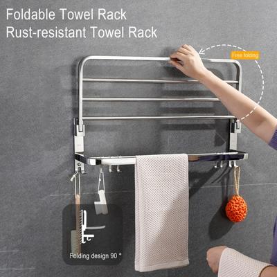 Handtuchhalter Faltbares Handtuchregal mit beweglichen Haken Rostfrei Wandmontage Handtuch