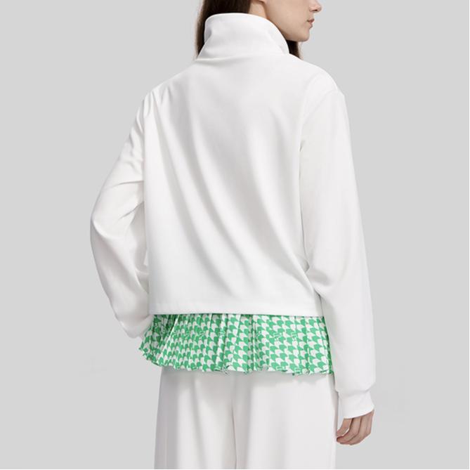 FILA Emerald Series Loose Fit Mock Layered Knit Sweatshirt Women sweatshirt White F11W314202F-WT