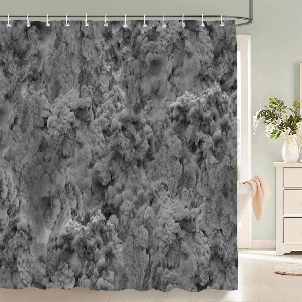 Gradient Marble Ink Texture Shower Curtain Waterproof Colorful Abstract Geometry Bath Curtain Bathroom Decor Curtain With Hooks