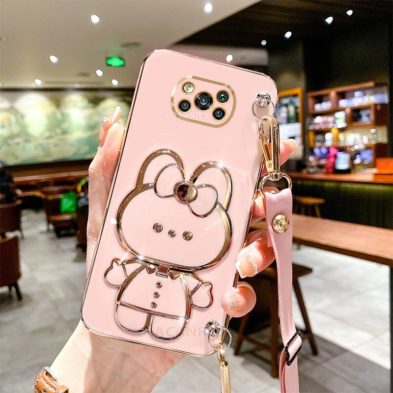 

Pocox3pro Crossbody Mirror Holder Silicone Case On For Xiaomi Mi Poco X3 Pro X3pro X5 X6 M6 4g 5g F6 F5 F3 C65 C55 Lanyard Cover Poco F6