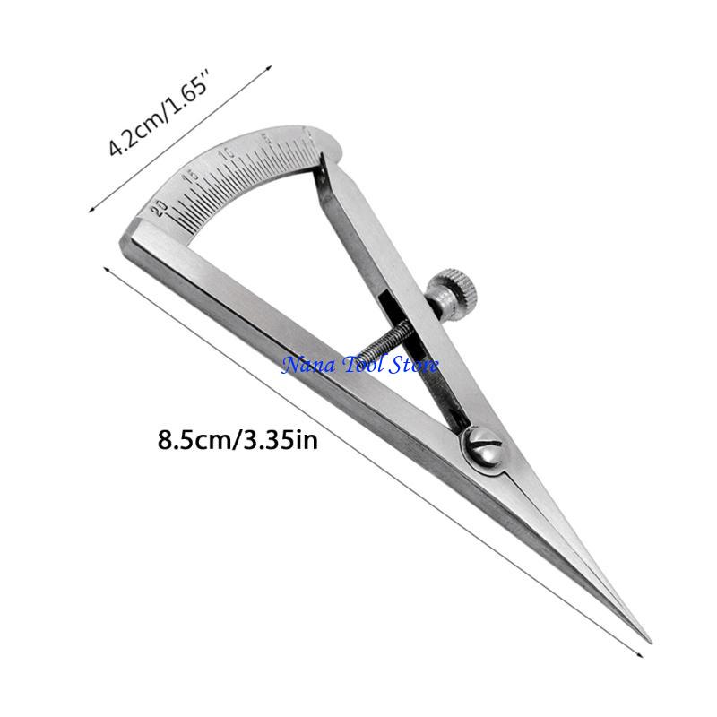 31GJ Metal Dental Gauge Caliper Dental Caliper Elbow 0 to 20 mm Double Scales Tool