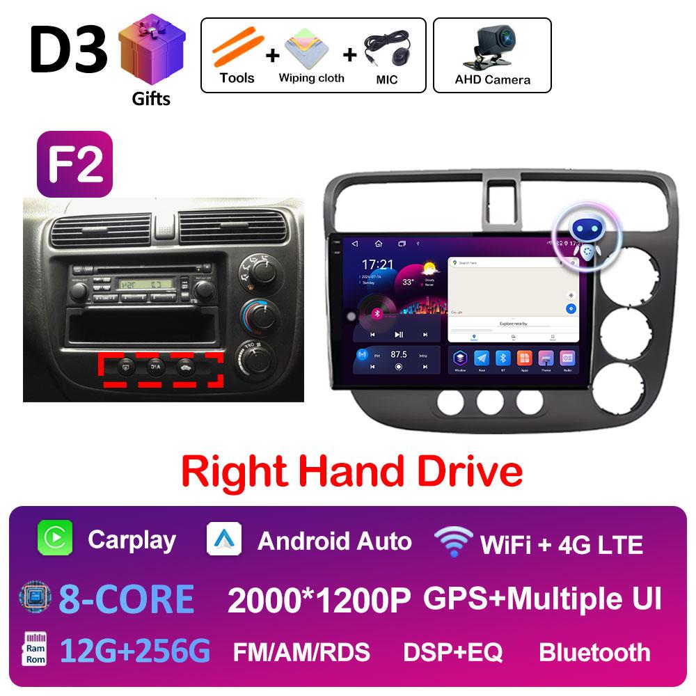 DSP Stereo GPS Navigation For Honda Civic 2000 2001 2002 2003 2004 2005 2006 Multimedia Player Android 14 Touch Screen Head Unit