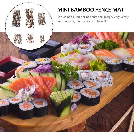Cabilock 6PCS Japanese Bamboo Decoration Mini Fence Sashimi Serving Plate Decor Sushi Restaurant Desktop Ornaments Japanese Decoration