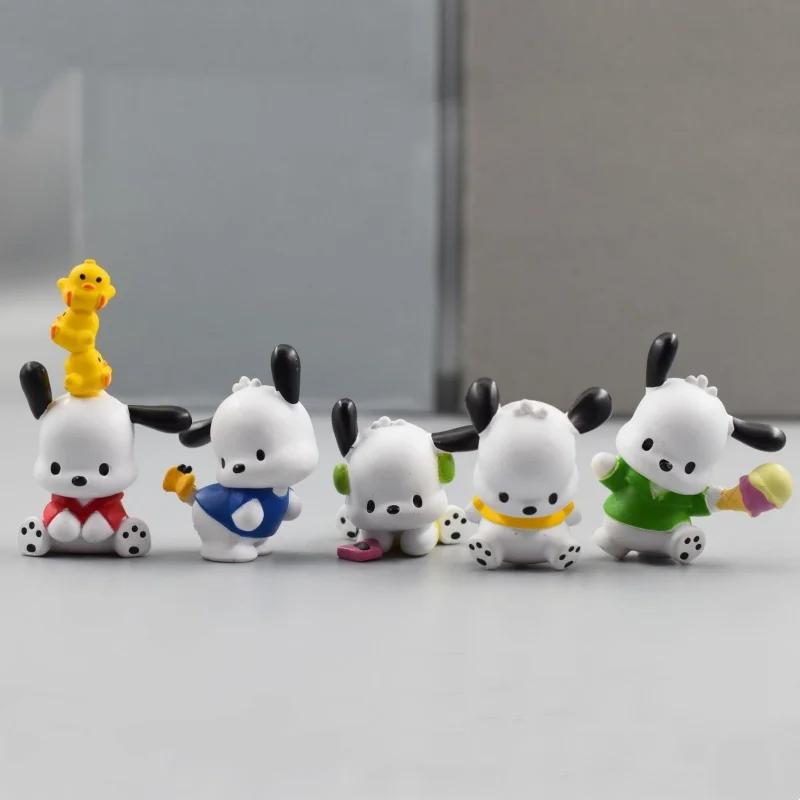 5Pcs Anime Figure Doll 3-4cm Kawaii Pochacco Melody Model Accessories Children's Toys Gift Action Figures Hobbies Gift