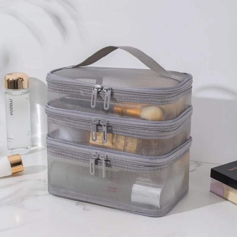 Dames Transparante Mesh Reizen Cosmetische Tas Make-up en Toiletartikelen Kit Opbergtas Make-up Organizer Tas