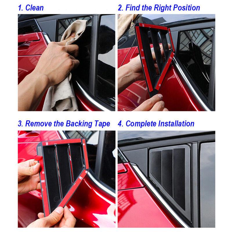 For Toyota C-HR CHR 2016- Car Rear Louver Window Side Shutter Cover Trim Sticker Vent Scoop ABS Carbon Fiber Accessories