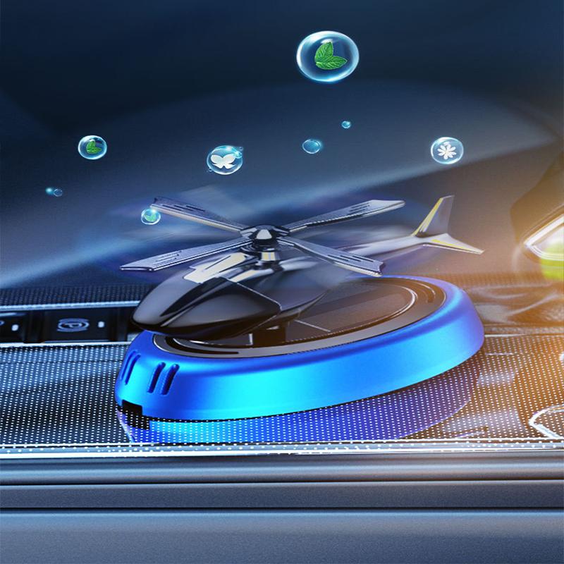 Car Air Freshener Helicopter Solar Rotating Aroma Diffuser Alloy Perfume Bottle Holder Ornament Auto Interior Decor Accessories