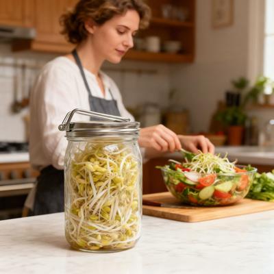 1/2Pcs 86MM Stainless Steel Jar Sprouting Lid Bean Sprouts Growing Lid Mung Bean Plant Germination Wide Mouth Jar Strainer Mesh Cover