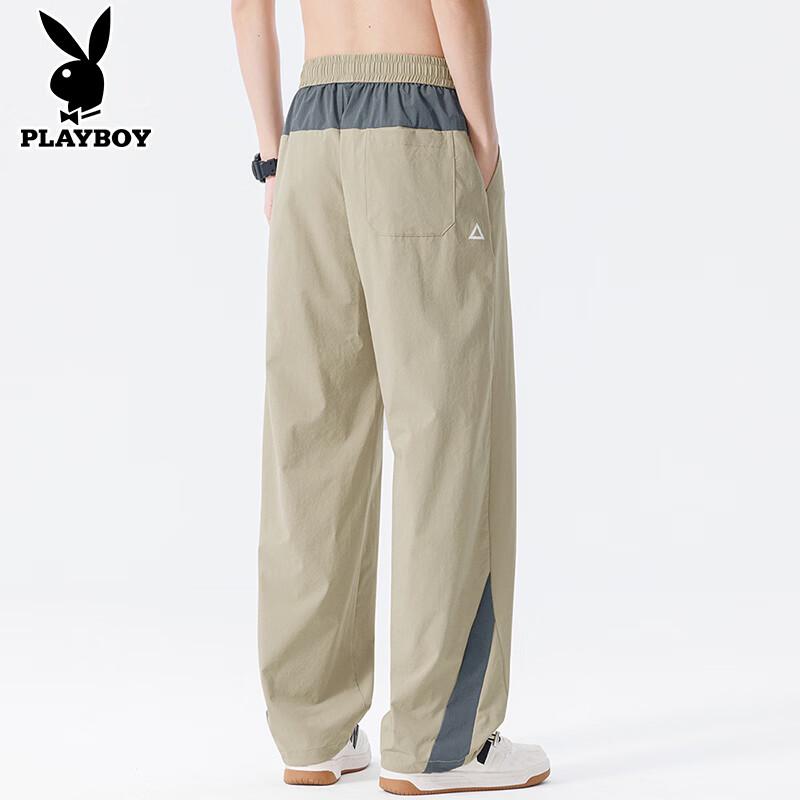 PLAYBOY Men's Summer Ice Silk Quick-Dry Loose Straight Casual Pants