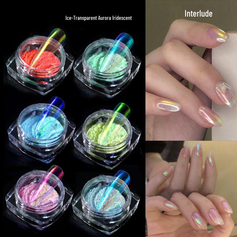 Nail Art Set: Internet Celeb Fairy Aurora, Mermaid Pink, Shell Iridescent, Starry Sky, and Fairy Pink Accessories.