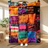Vibrant Patchwork, for Home Lovers, Blanket, Colorful Geometric Patterns, Multi-Purpose Home Decor, Soft Cozy Gift