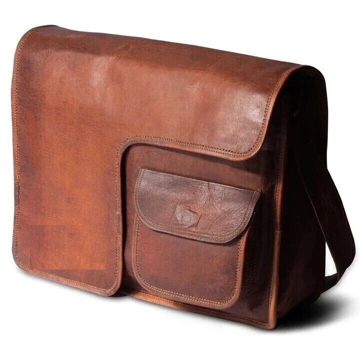 Vintage Leather Bag Men's Messenger Shoulder Laptop Briefcase