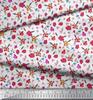 Soimoi Japan Crepe Satin Fabric Berries,Leaves & Floral Artistic Print Fabric by the Metre 42 Inch