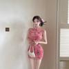 Summer new sexy celebrity mesh stitching lace hip-wrapped short bottom tight cheongsam dress women