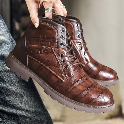 Botas de Hombre de Alta Calidad y Gran Venta Botas Retro de Suela Gruesa Zapatos de Trabajo para Hombre Botines Cortos con Cordones a la Moda Botas Casuales de Cuero para Hombre