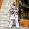 Printed Lace Up Cotton Jacket Lapel Cardigan Thick Warm Women's Oversize Coat Retro Ethnic Style Autumn/Winter 2025