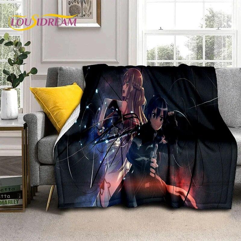 SAO Novel Cartoon Sword Art Online Decke, weiche Überwurfdecke für Zuhause, Schlafzimmer, Bett, Sofa, Picknick, Reisen, Büro, Decke für Kinder