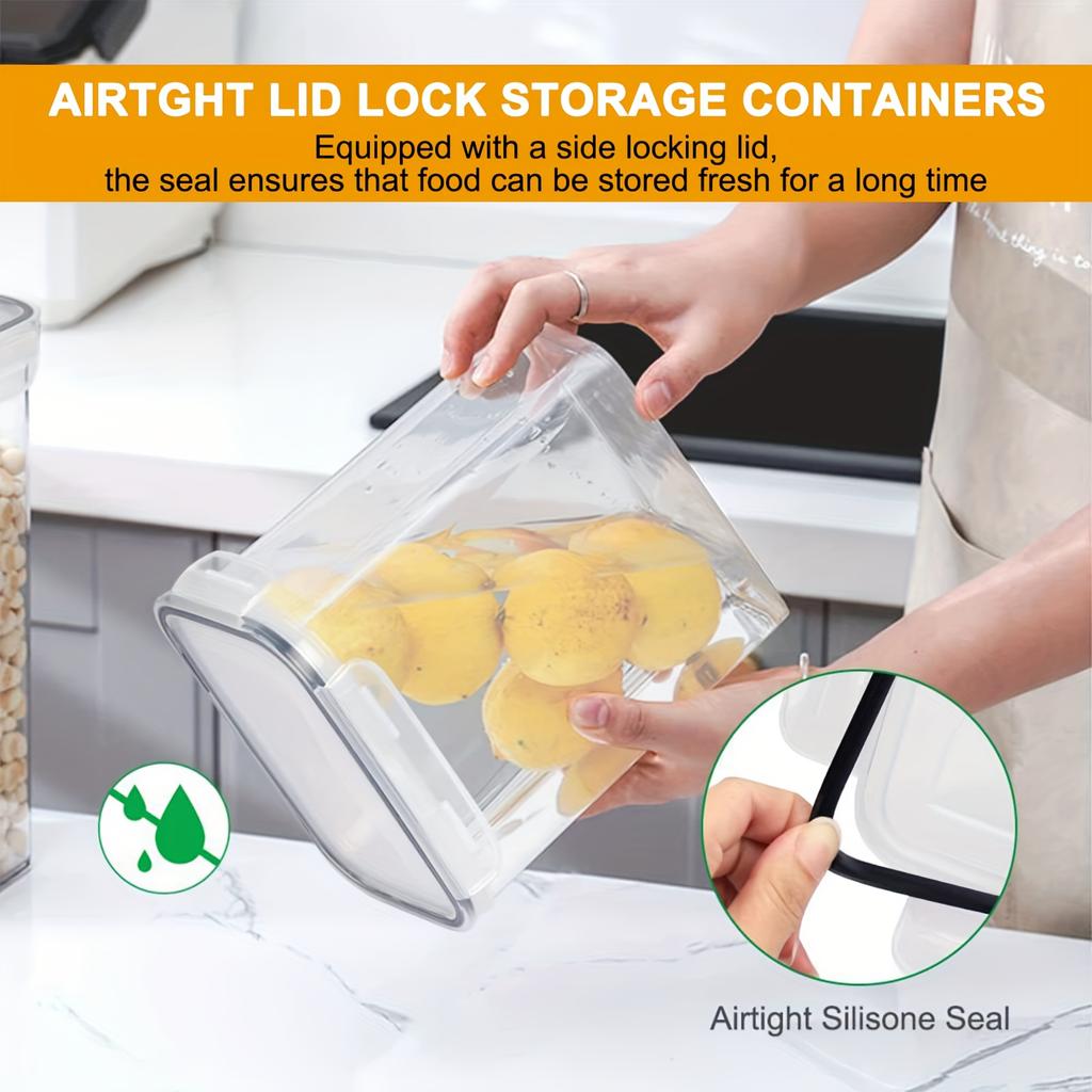 Food Storage Containers 6Pcs-1Set PP Plastic Airtight Grain Storage Box Kitchen Organizer Pantry Dry Food Rice Flour