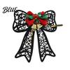 Holiday Home Decor Ornaments Black Metal Candle Holder Hollow Bow Sleigh Reindeer Bell Snowflake Tea Family Gathering Atmosphere Props Light