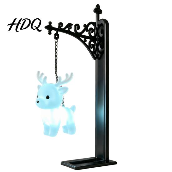 Portable Animal Pendant Metal Magic Owl Hanging Bookend Lamp Resin LED Night Light Durable Lightweight Light Deer Bird Decor for Bookshelf