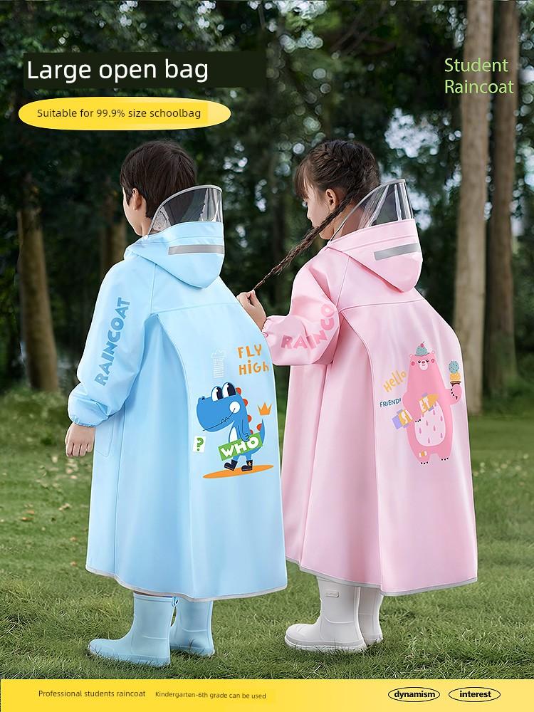 Children's Raincoat for Boys and Girls, Special for Primary School Students to Go to School, Rainproof with Backpack Space, Kindergarten 2025 New