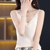 Frauen Tank MODERNE NEUE SAGA Sommer Gestrickte T-shirt Ärmellose Basic Tees Weste Unterwäsche Stricken Top Weibliche V-ausschnitt