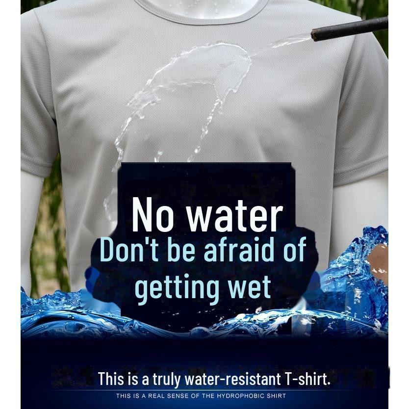 Ice Silk Mesh Men's Quick-Dry Breathable T-Shirt - Black Nano Tech, Waterproof & Anti-Fouling