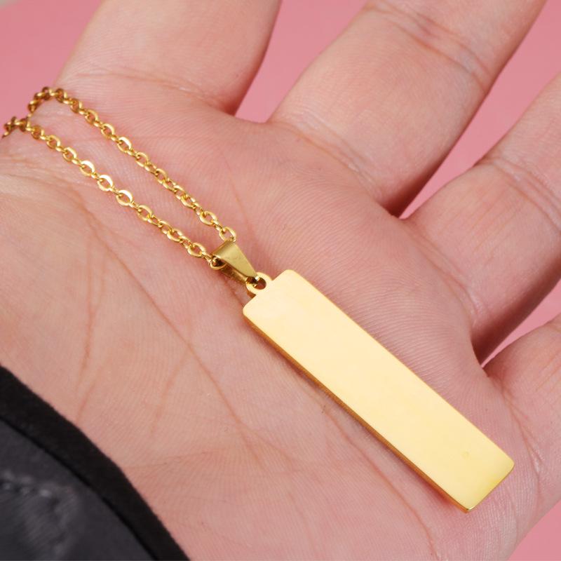 Geometric European & American Style Stainless Steel Bar Pendant Necklace