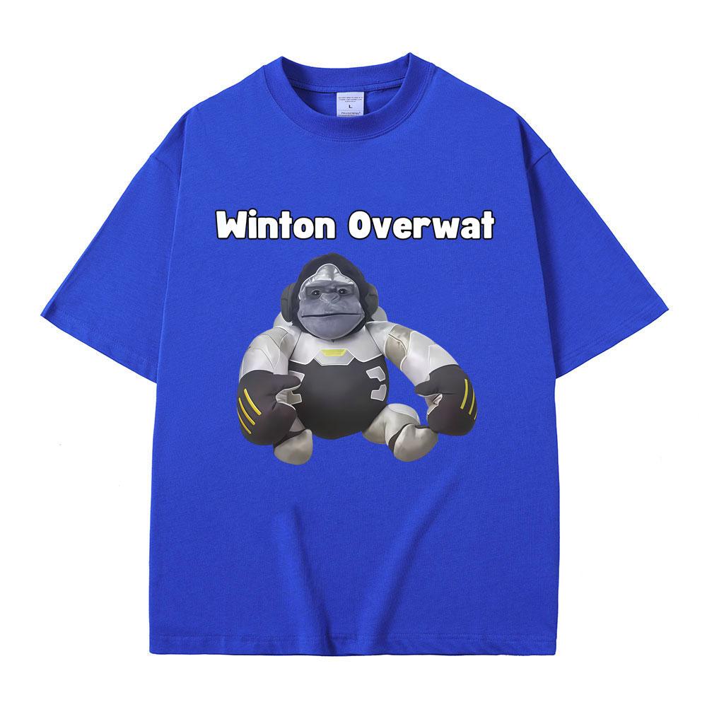 Winton Overwat Monkey Funny Meme Tshirt Men Women Fashion Oversized Short Sleeve T Shirts Male Casual Vintage Cotton Tshirts