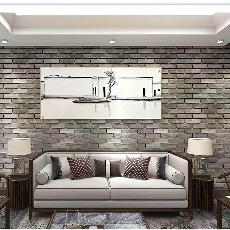 Thickened extra long dry adhesive wallpaper, retro brick pattern wall stickers, self-adhesive contact paper, peel and stick, wat
