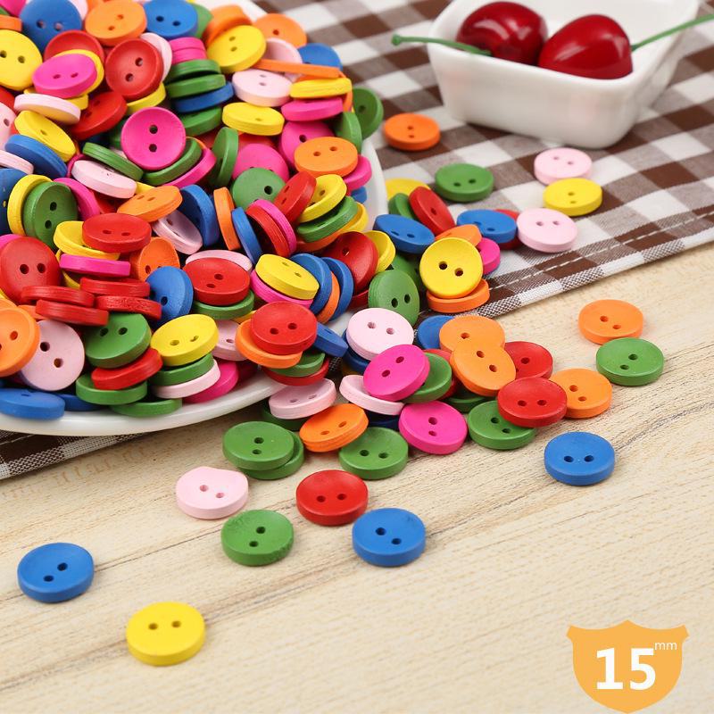 20Pcs/set Creative DIY Wooden Color Button Painting Set for Kindergarten Kids 15mm 20pcs
