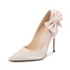 Pointed Bow Stiletto Single Shoes Satin High Heels Socialite Victoria Women's Shoes