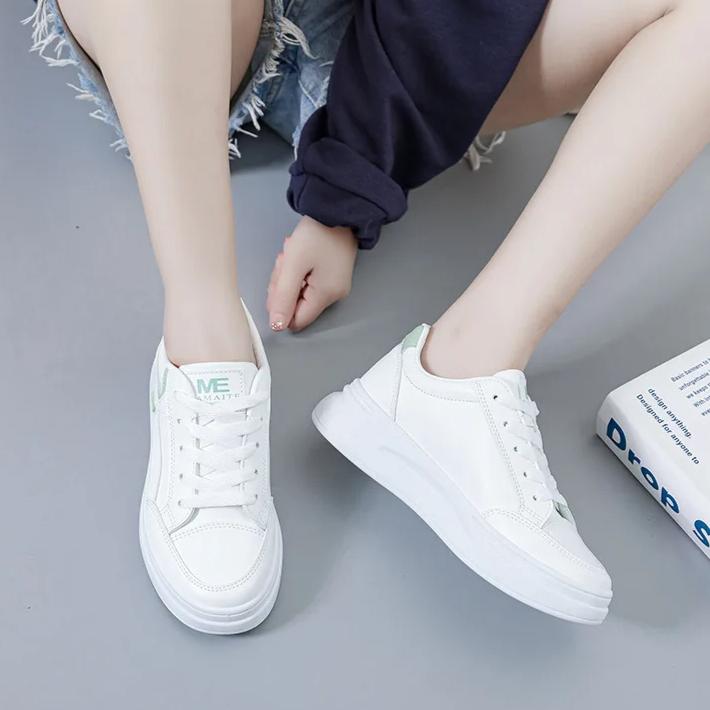 Outdoor Women Walking Shoes Skateboarding Shoes Women Sneakers PU Leather Lace-Up Breathable Jogging Casual Sneakers De Mujer