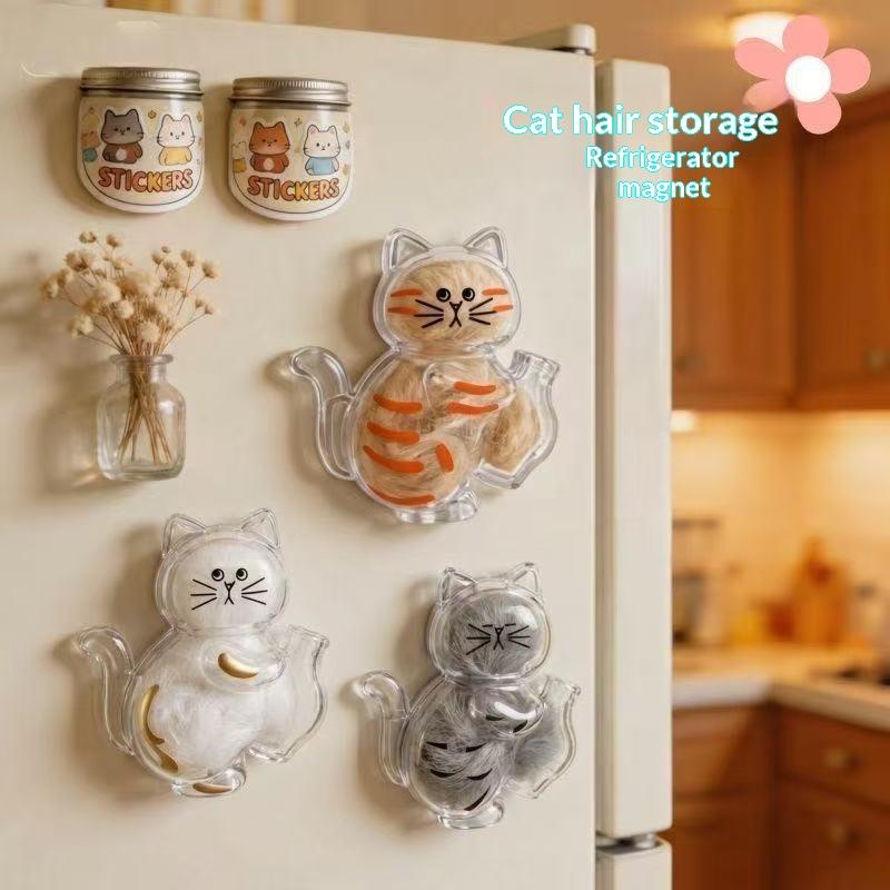 Transparent Acrylic Cat Shaped Pet Hair Storage Jar Cartoon Design Perfect For Cat Owners To Store Fur And Whiskers As Keepsake