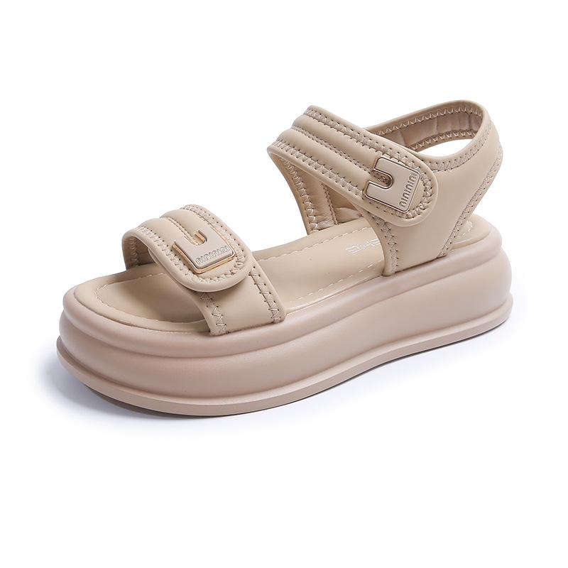 

женские летние новые модели сандалий на толстой подошве на липучках с юбками, спортивный стиль, ремешок с надписью, женская пляжная обувь на плоской подошве 40 хаки