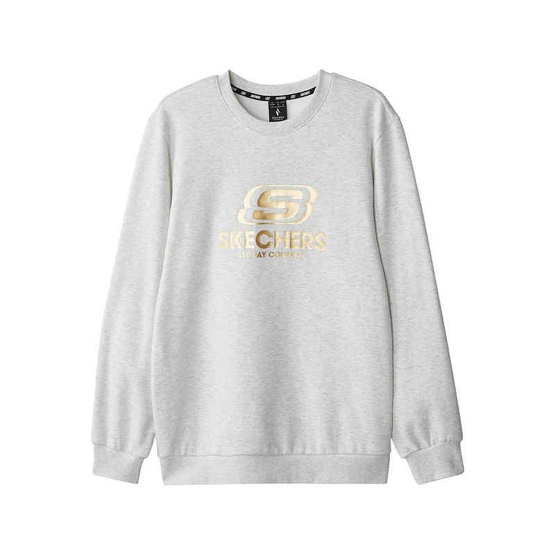 Skechers Loose Fit Crew Neck Pullover Sweatshirt Unisex sweatshirt Light-White Gray L324U167-0248 S
