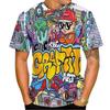 Fun Graffiti Street T-shirt 3D Printed Men's Hip Hop Summer Cool Tee shirt Casual Youth Popular Personality Short Sleeve Top