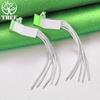 Classic 925 Sterling Silver Tassel Drop Earrings For Lady Birthday Anniversary Party Beautiful Exquisite Jewelry Accessories